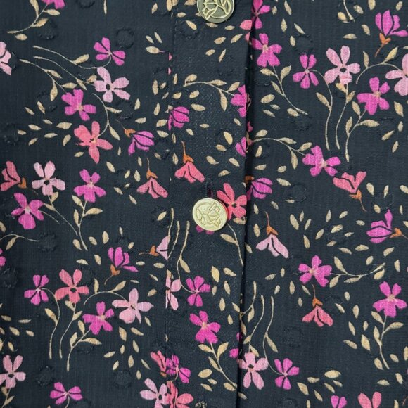 Draper James RSVP Pink Ditsy Floral A-Line Skirt Sz L Button Front Elastic Waist - Picture 4 of 12